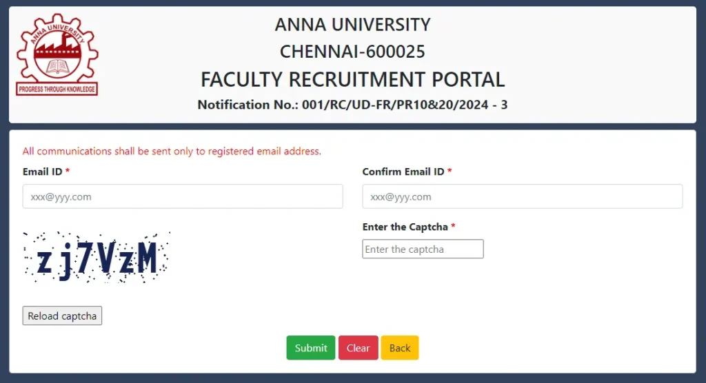 Assistant Professor Direct Recruitment 2024 (registration)
