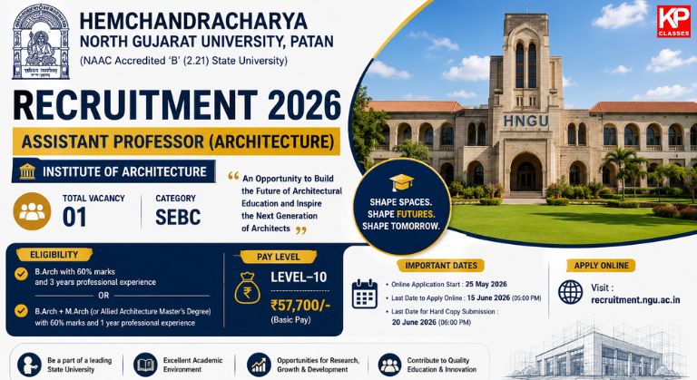 HNGU Recruitment 2026 for Assistant Professor Architecture