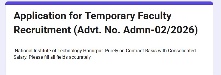 NIT Hamirpur Architecture Recruitment 2026 – Apply Online